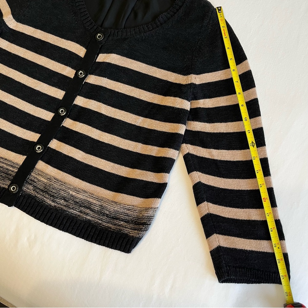 NWOT Anthropologie Moth Large Striped Black and Tan Women's Sweater - Picture 11 of 13